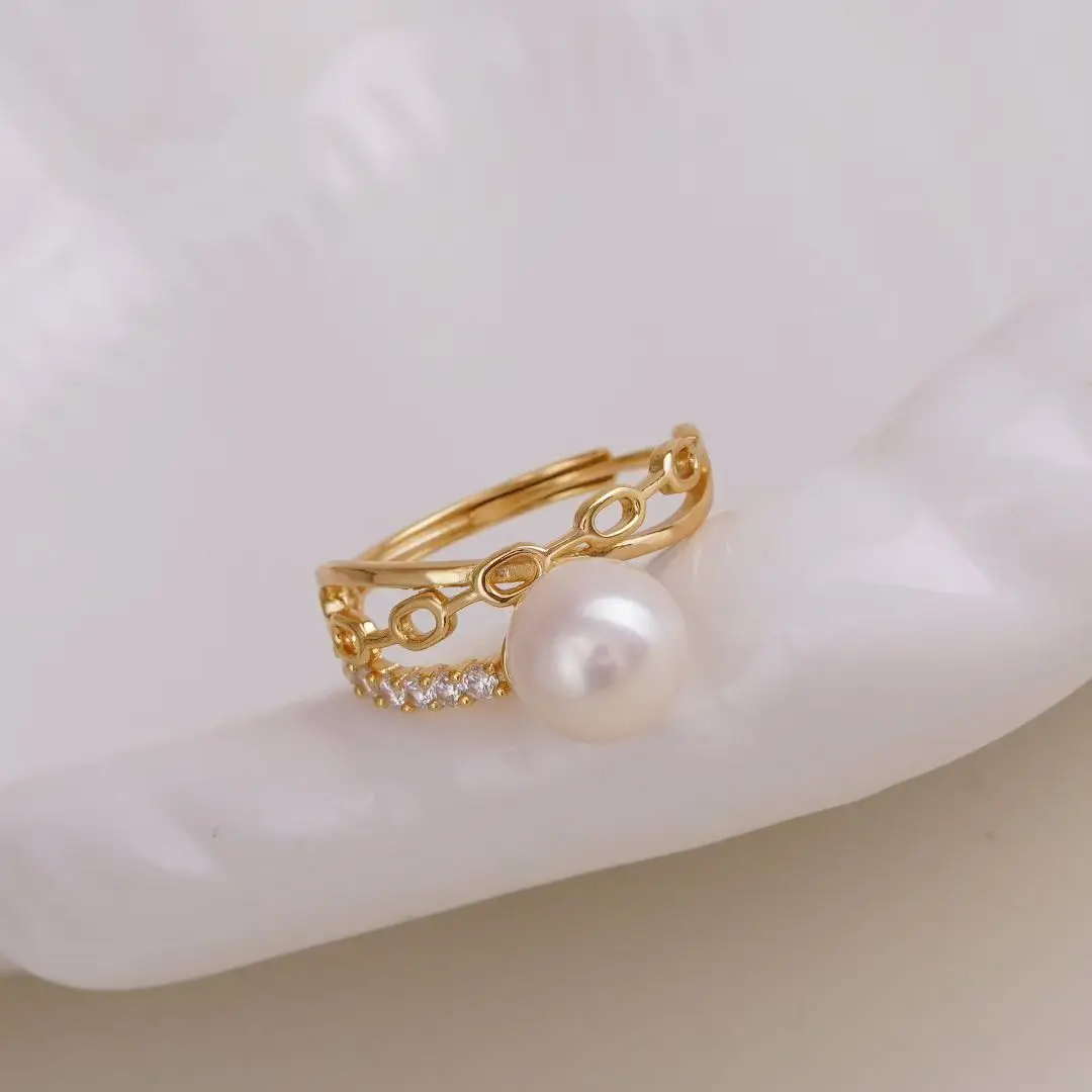 

S925 Sterling Silver Adjustable Finger Ring Mountings Base Setting Findings Jewelry Components for 8-10mm Pearls 3pcs/lot