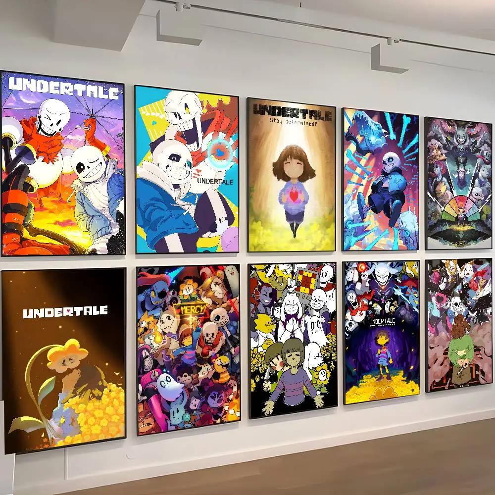 Hot Video Game U-Undertale Vintage Posters Sticky Retro Kraft Paper Sticker DIY Room Bar Cafe Kawaii Room Decor