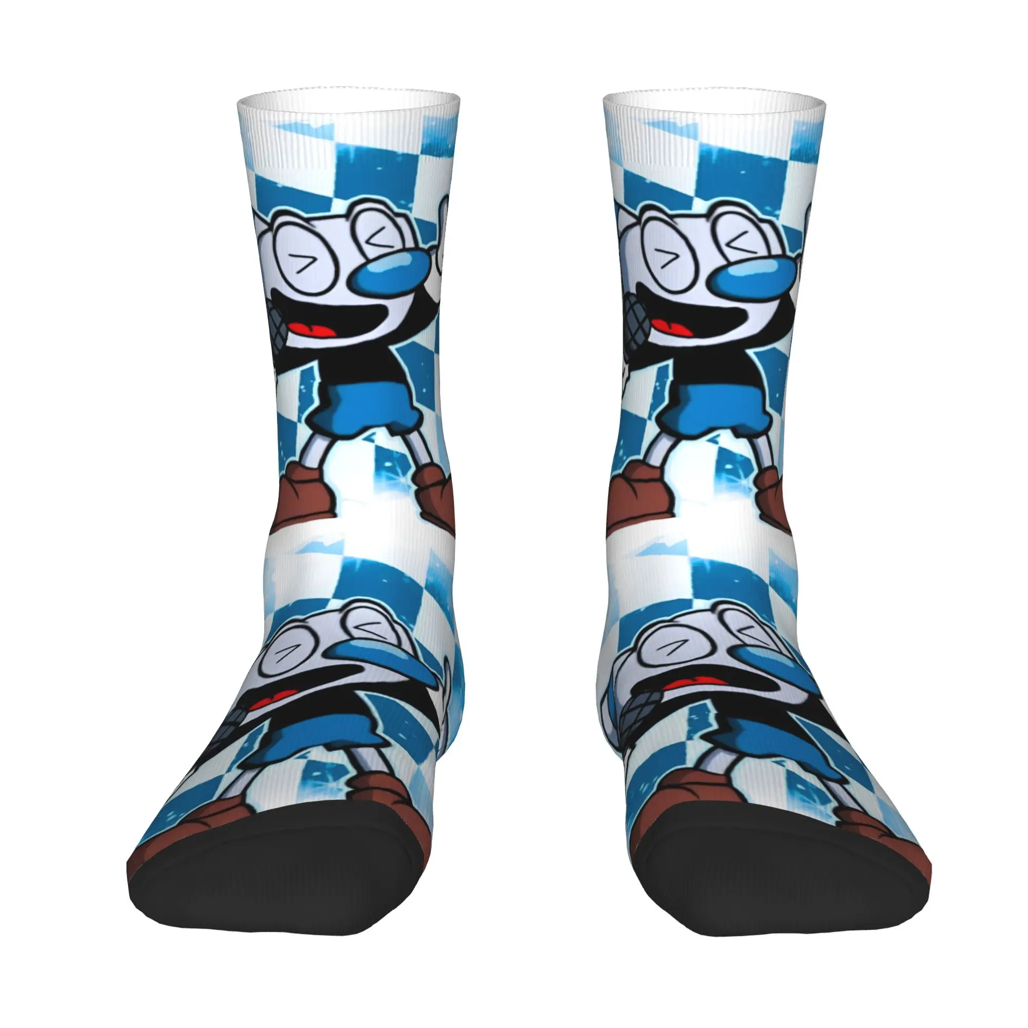 Custom Cuphead And Mugman Mens Crew Socks Unisex Kawaii Anime Game Spring Summer Autumn Winter Dress Socks