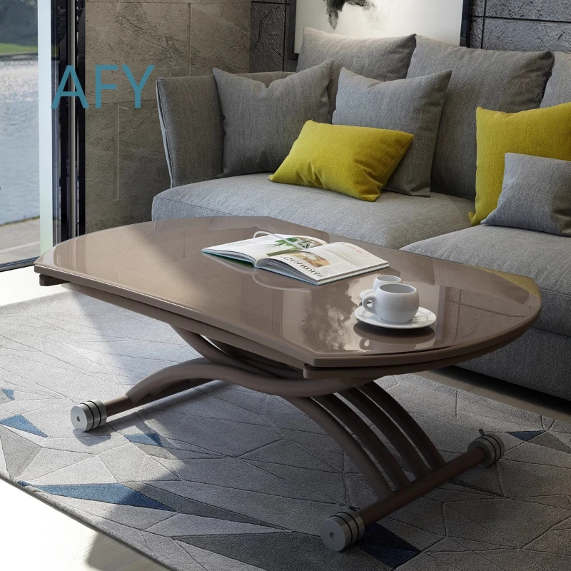 Lifting Coffee Table for Living Room Dual Purpose Square Round Movable Tempered Glass Dining Table Multi Functional Height