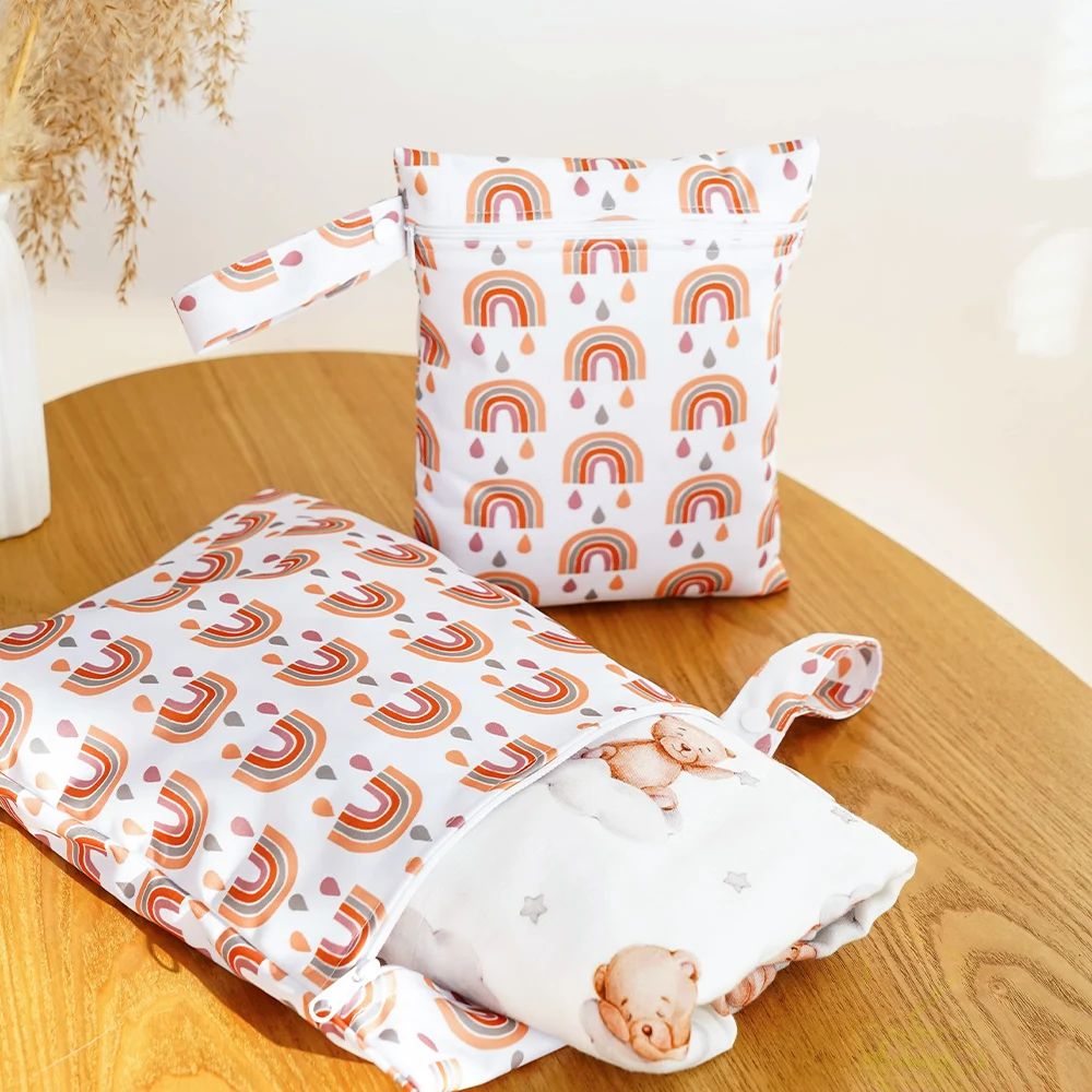 HappyFlute-Capa De Fralda Reutilizável, Wetbag De Grande Capacidade, Design Do Punho, Impermeável, Novo, 2Pcs Set