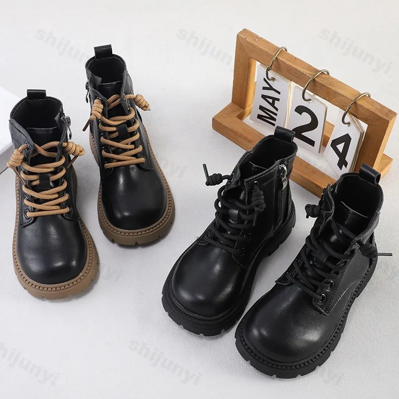 Autumn Children Ankle Boots 2025 Girls Soft-sole Non-slip Zip Princess Boots Kids Outdoor Comfort Fashion PU Leather Short Boots