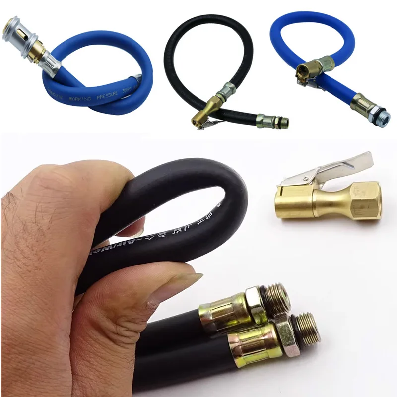 Car Ayre Inflation Hose Brass Clip Self-locking Anti-Blowout Car Tyre Pressure Gauge Inflation Extension Hose Car Accessories