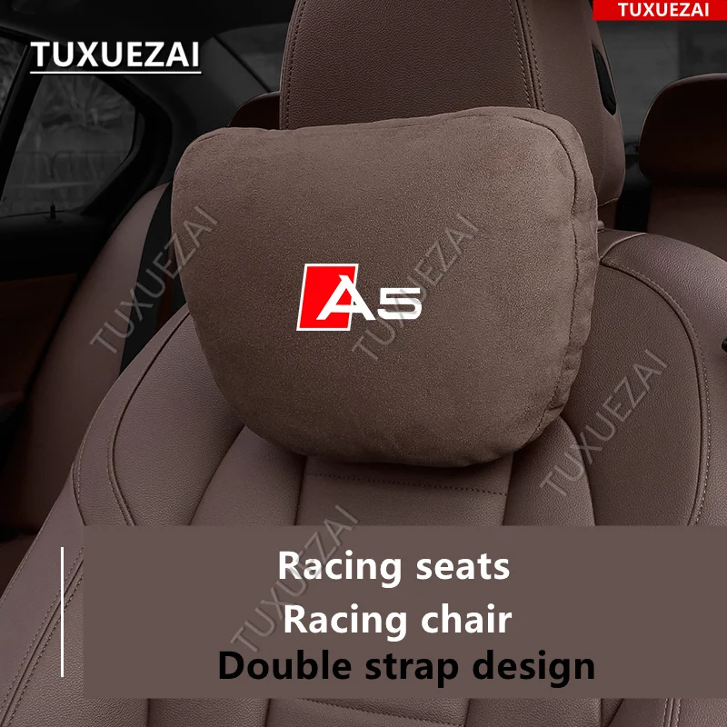 For Audi A5 Car seat Headrest Double strap design Headrest Support Neck Pillow High-Quality Deer skin velvet Car Accessories