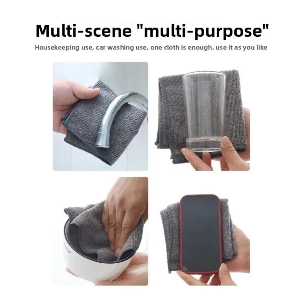 5pcs Kitchen Towels, Ultra-fine Fiber Light Gray Cleaning Cloth Set, Soft and stain-resistant fabric