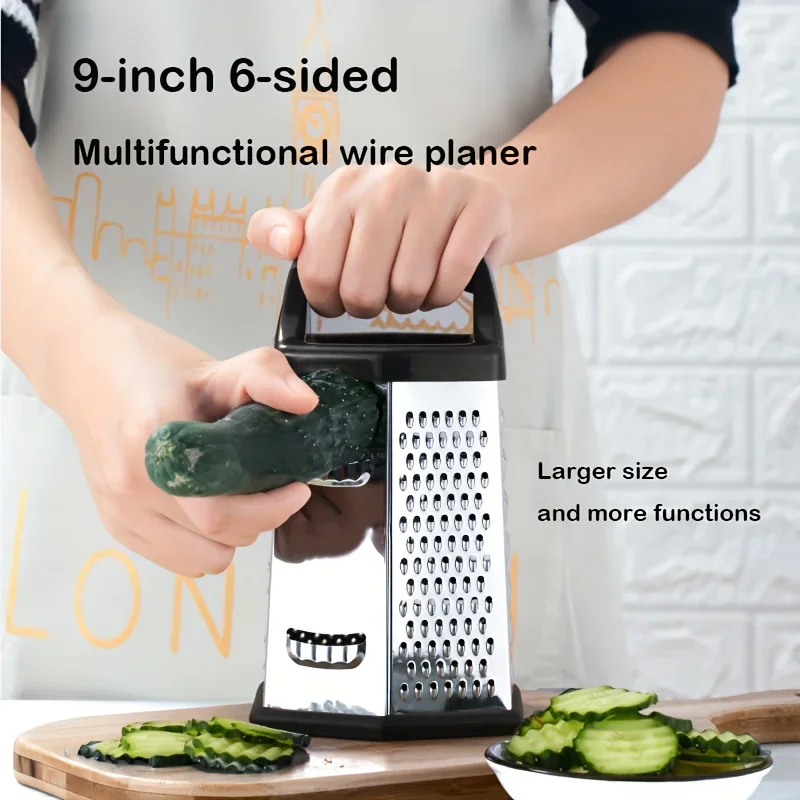 Stainless Steel Vegetables Box Grater Potato Grater Ginger Mesher Carrot Slicer Cutter Kitchen Manual Food Shredder With 6 Sides