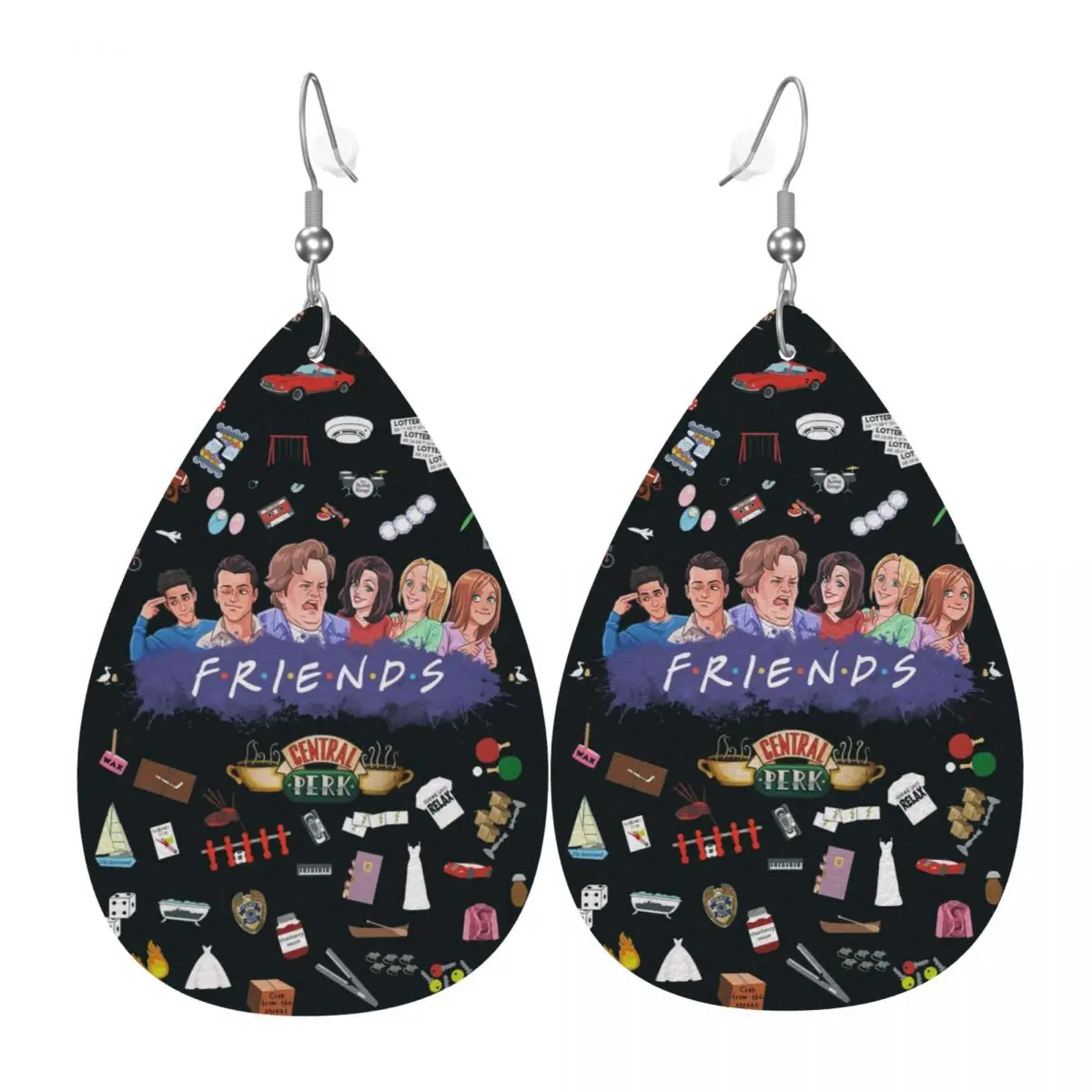 

Custom Friends Funny Poster Leather Teardrop Earrings for Women Leather Earrings Fashion Lightweight for Parties Holidays