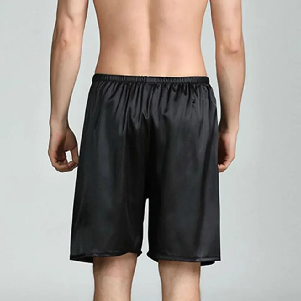 1pc Men Sleep Bottoms Ice Silk Satin Loungewear Pyjama Short Pants Loose Breathable Comfortable Shorts Sleepwear