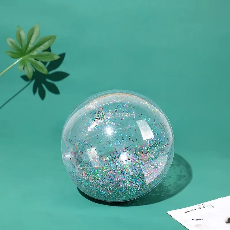 Bola de praia inflável com glitter, bola de praia com lantejoulas para crianças e adultos, 40 cm, 60cm para festas na piscina