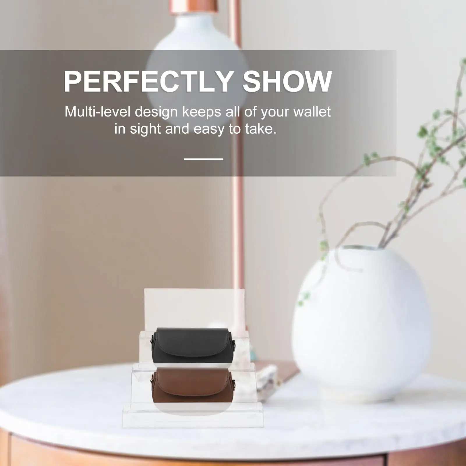 Acrylic Storage Rack Clear Wallet Holder Stand Desktop Display Home Shop Durable Transparent Jewelry Packaging