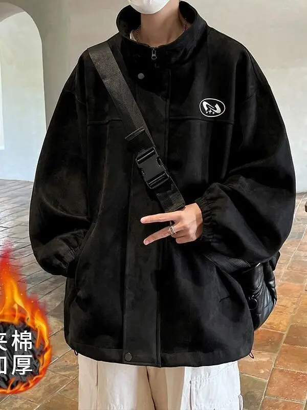 겨울 신상 남성 재킷 칼라 플리스 안감 캐주얼 스타일 소년용 미국 레저웨어 트렌디 스트리트웨어 청소년용