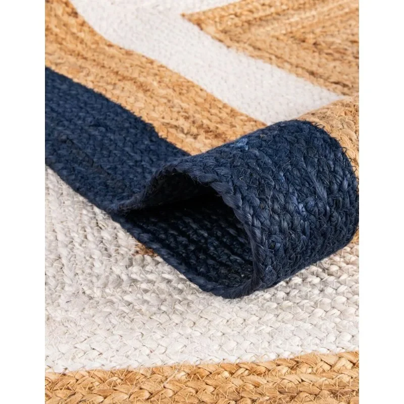 Lea-Tapis Rond Réversible en Jute Naturelle 100%, Décoration Moderne pour Salon