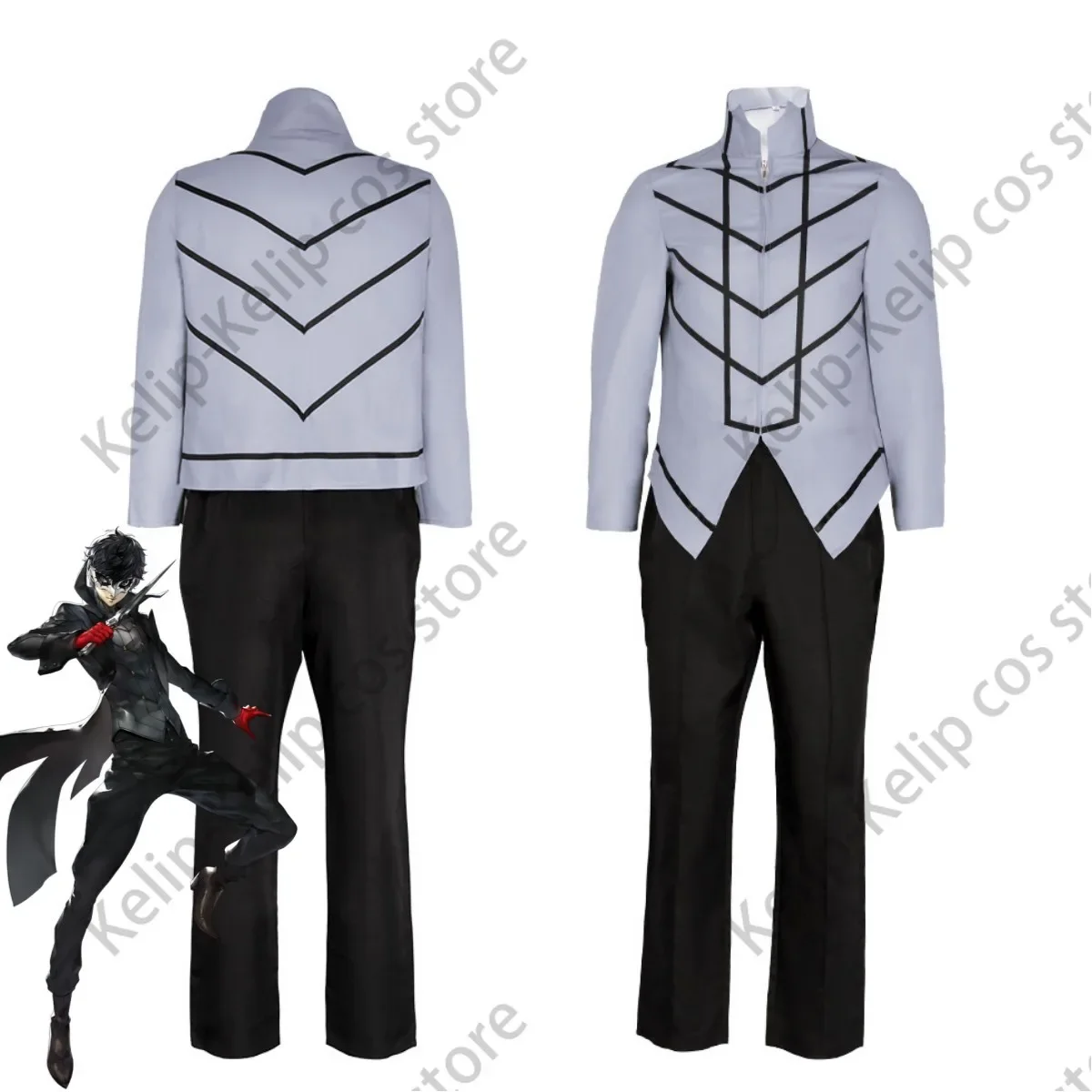 Anime Game Persona 5 Amamiya Ren Cosplay Costume P5 JOKER Black Long Trench Coat Uniform Wig Adult Man Halloween Christmas Suit