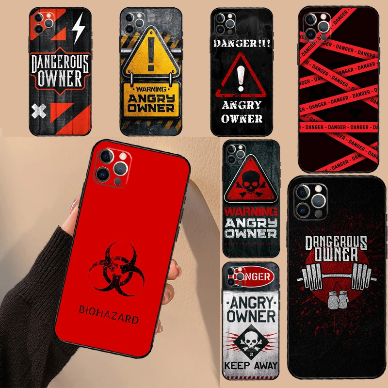 Avvertimento Angry Danger Proprietario Cassa Del Telefono Per iPhone 17 16 15 14 13 12 11 Pro Max mini 16 Plus 16e 17 Air Copertura Protettiva