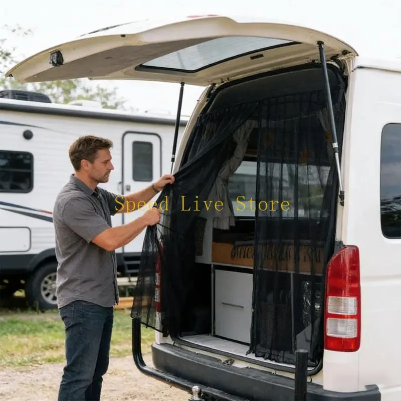 547C Automatic Closing Outdoor Vehicle Door Screen 155x146cm Ventilation Net