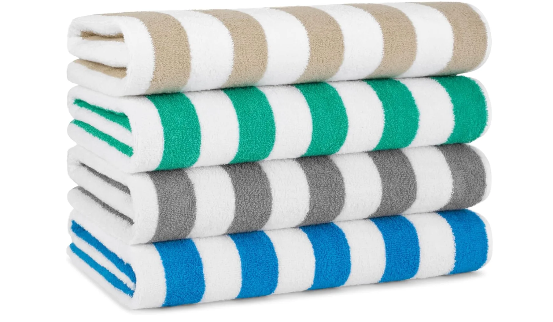 

Arkwright California Cabana Stripe Beach Towel - Pack of 4 - Large Soft Quick Dry Cotton Terry Towels Set for Pool, Swim, and Ho