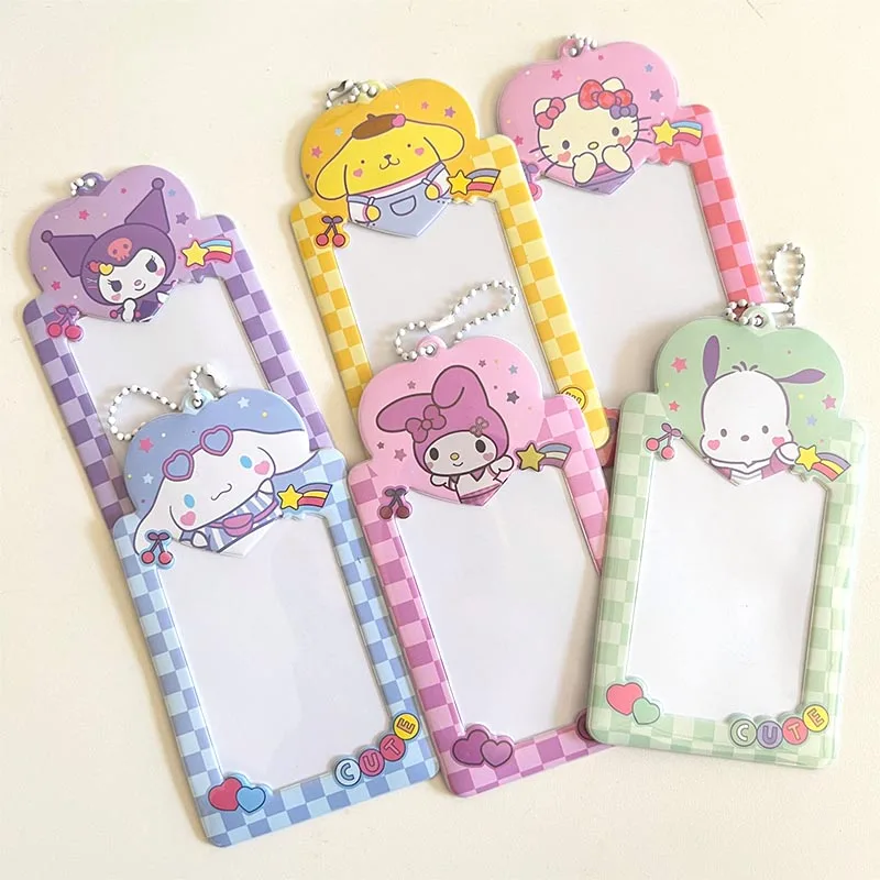 

24pcs/lot Sanrio Melody Cinnamoroll Card Holder Kawaii Kuromi Keyring Bank Card ID Bus Card Holders Keychain Stationery gift