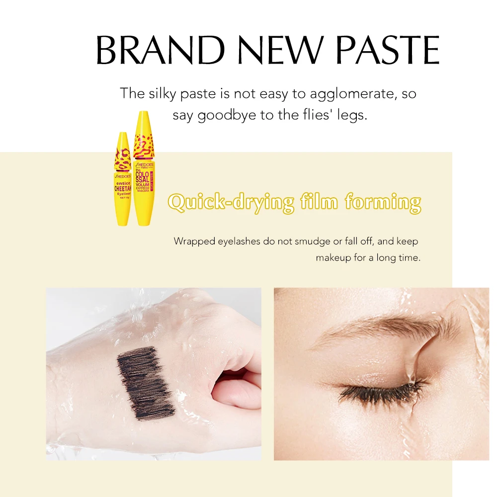 SHEDOES 1PCS-5D mascara épais, long, bouclé, naturellement imperméable, facile à démaquiller