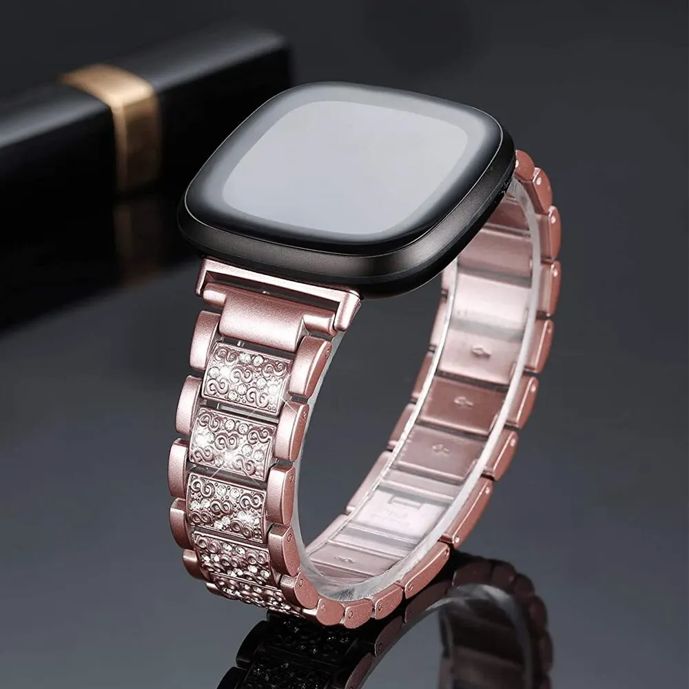 Remplacement du bracelet de montre en métal Bling, bracelet de montre pour Fitbit Which 2, Versa 3, 4 bandes