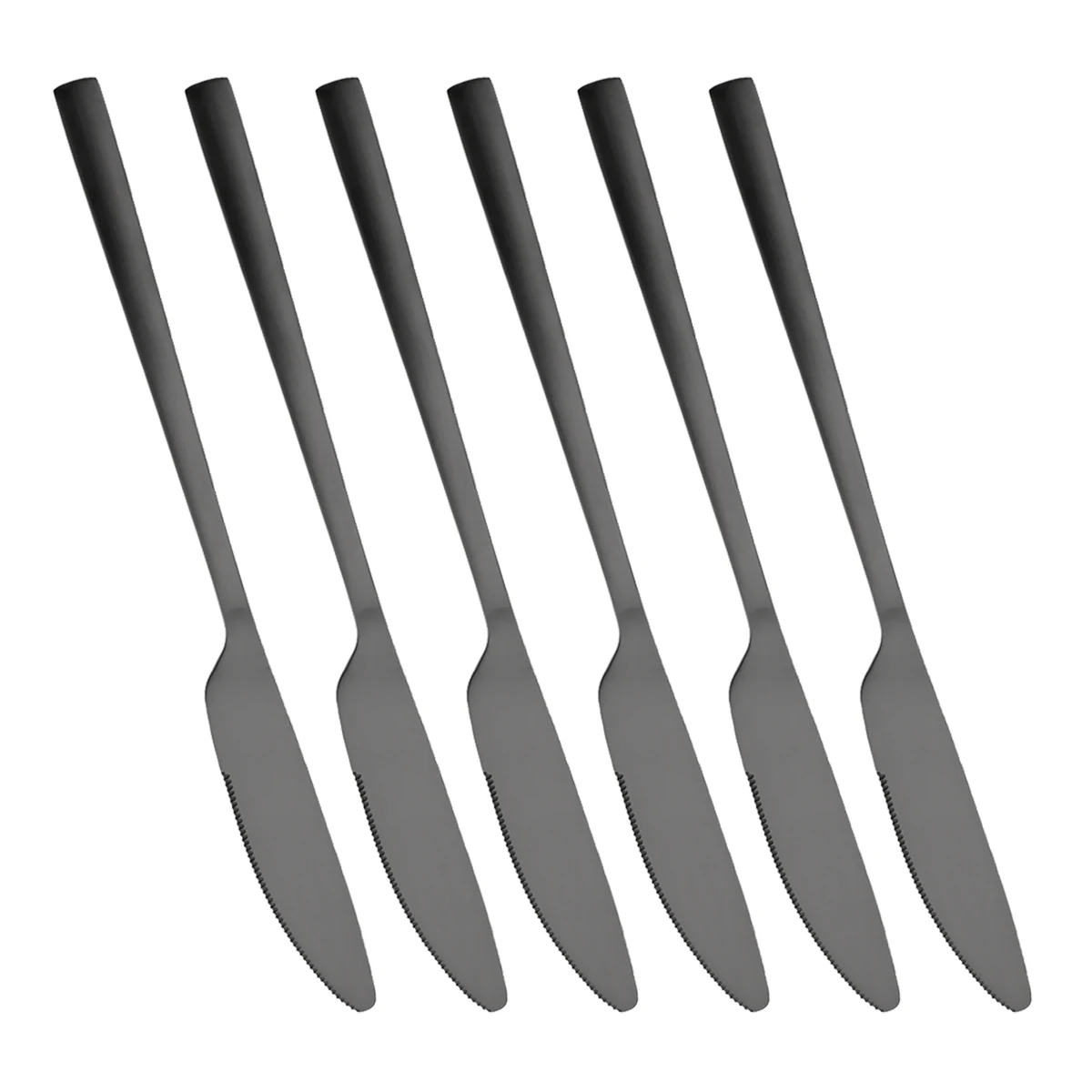 6Pcs Black Stainless Steel Knife Dinnerware Set Cheese Dessert Knife Butter Knife Cutlery Tableware Set Kitchen Party Flatware