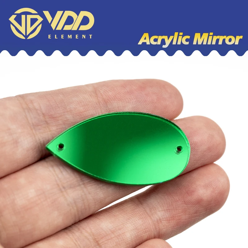 VDD 60/200Pcs Mix Size Green Acrylic Mirror Sewing Rhinestones Sew On DIY Crafts Flat Back Stones For Dress Garment Decorations