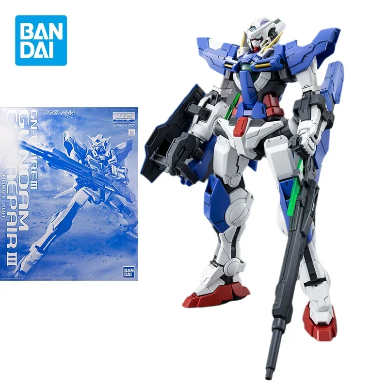 Bandai asli Gundam Model Kit Anime Figure MG 1/100 GN-001 GUNDAM EXIA R3 tokoh aksi hadiah mainan untuk anak-anak