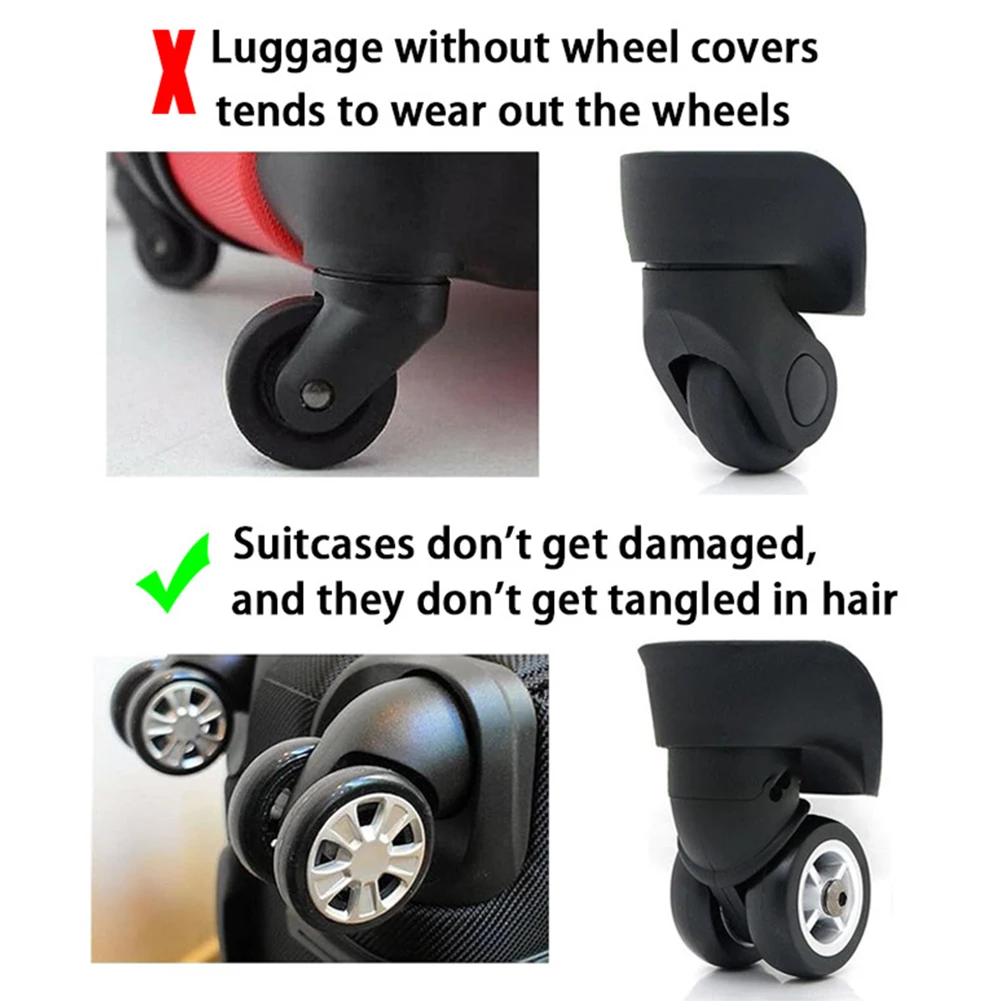 8pcs Universal Suitcase Wheels Cover Wear Resistant Trolleys Case Caster Cover Luggage Box Silicone Protective Sleeve For Caster