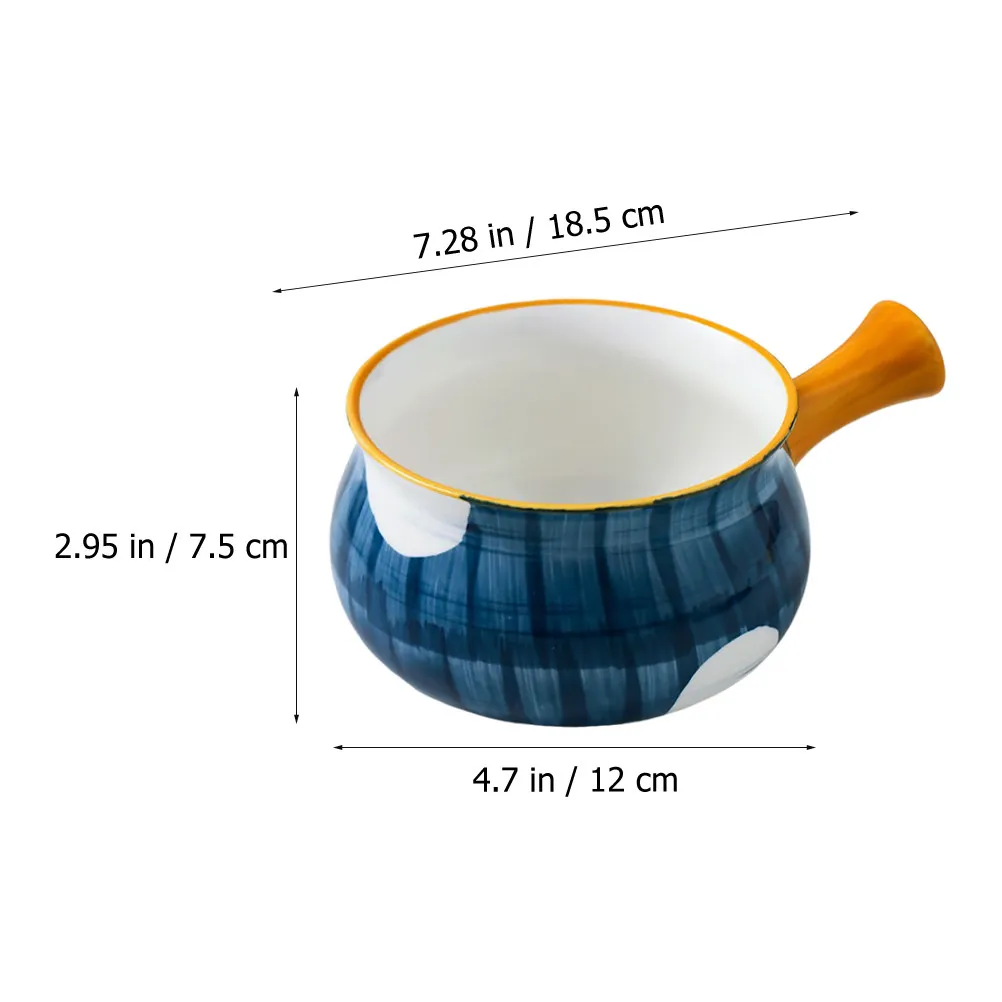 Ceramic Single Handle Baking Bowl Delicate Breakfast Soup Household Multi-Function Food Dinner Bowl Gift Kitchen Accessory