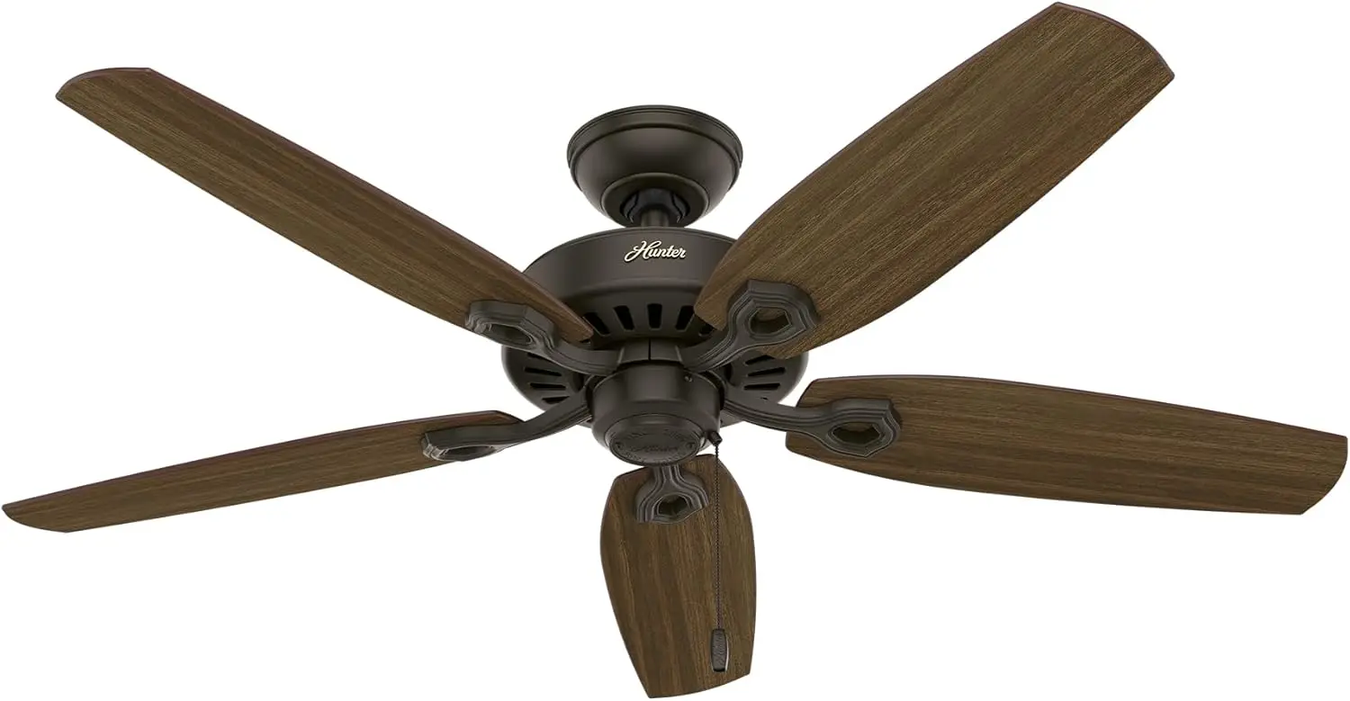 

52 inch Indoor Ceiling Fan No Light with Pull Chain - Bronze Ceiling Fan without Light, Standard Mount, 5 Blades, For Bedroom, L