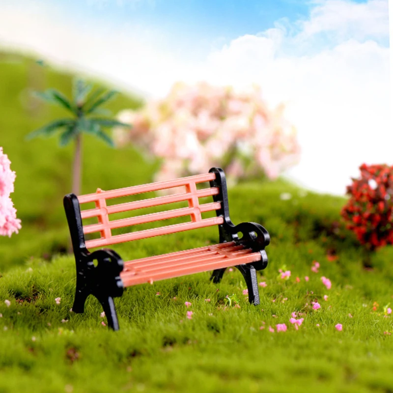 10Pcs Model Park Bench Mini Garden Ornament Miniature Park Bench Craft DIY Figurines Landscape Bench Model Garden Decor Crafts