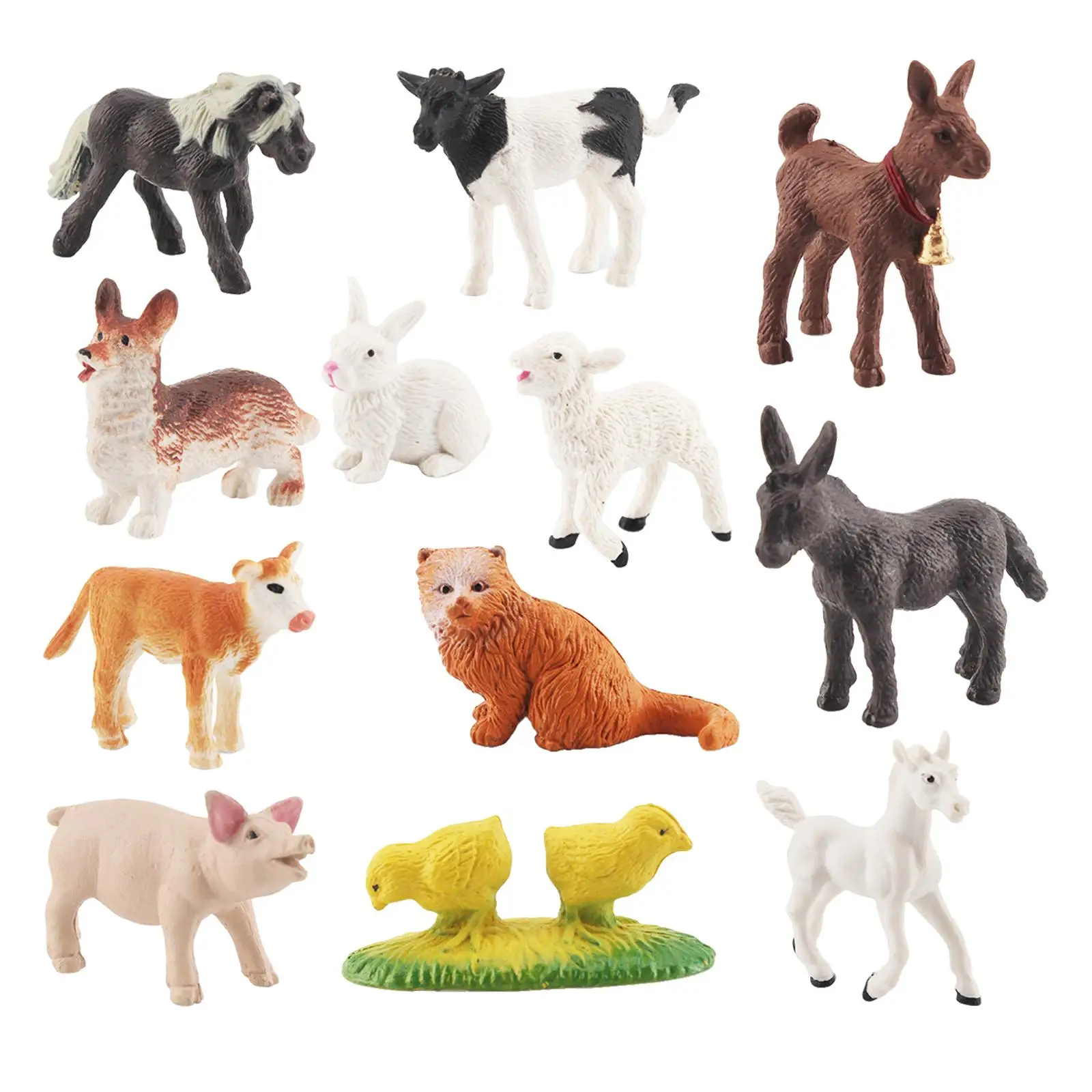 12Pcs Simulation Farm Animals Toys Boys Playset Action Figures