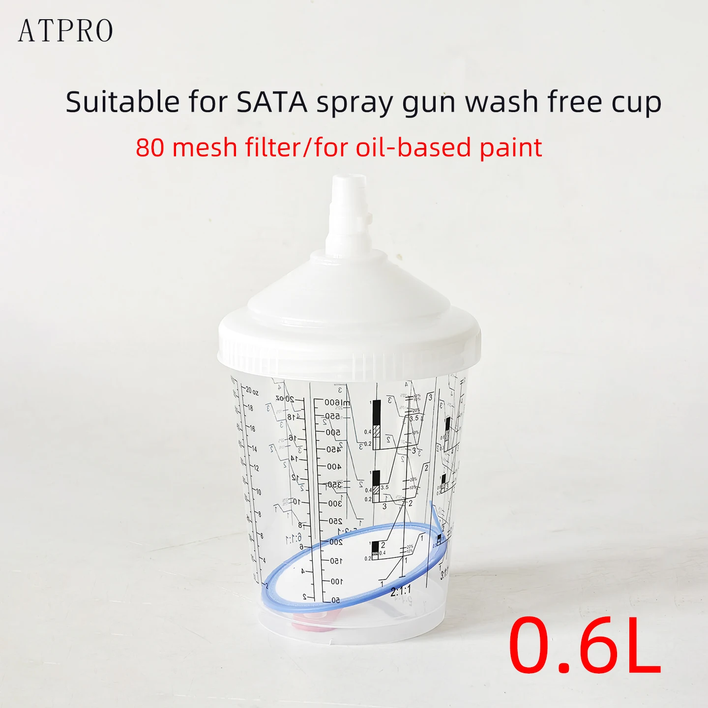 

Disposable Oil-Based Paint Cup 600ml 80 Mesh Filter No-Rinse Container Compatible with SATA SATAR Spray Gun Non-Original