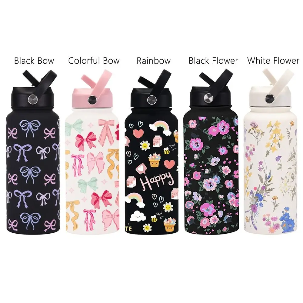 

1L Capacity 1000ML Tumbler With Straw 304 Stainless Steel Vacuum Bottle Vacuum Insulation Printed Design Insulated Cup