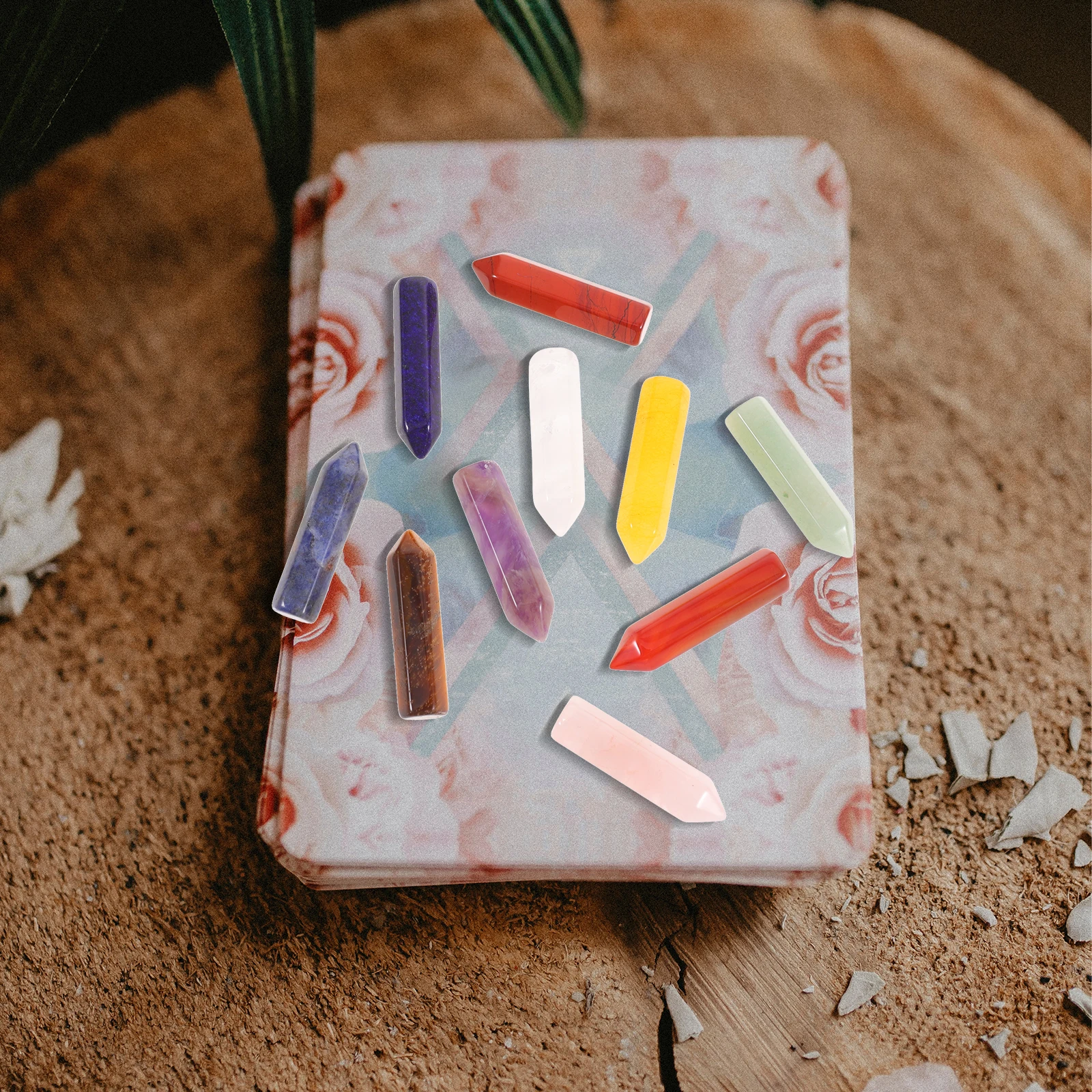 

10pcs Crystal Stone Set Natural Hexagonal Column Gemstones nament Desktop Table Decor Bedroom Office Blessing Gift