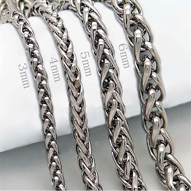 

STAINLESS STEEL SILVER COLOR TWIST ROPE CHAIN NECKLACE FOR MEN Women HIP HOP PUNK Jewelry Accessories 3/4/5/6/8MM Thick