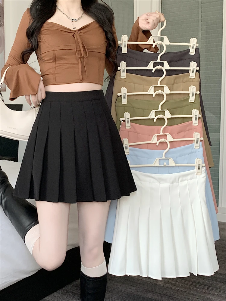 

Grey pleated skirt half skirt for women 2024 summer new high waisted slimming jk short skirt large A-line skirt short style