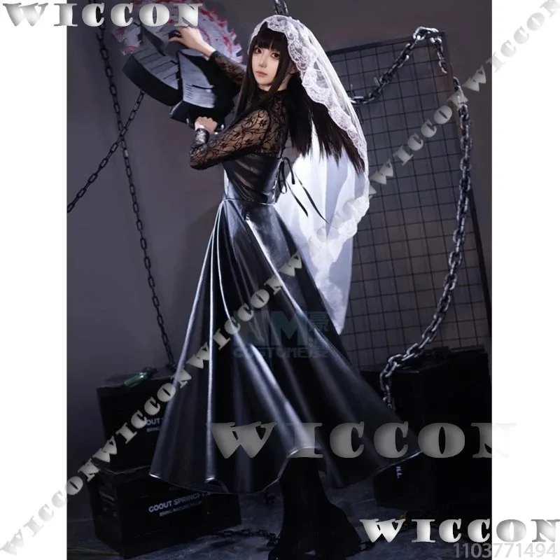 السيدة أوسارجي أنيمي ساكاموتو أيام تأثيري 80 سنتيمتر شعر مستعار أسود جلد فستان أبيض الحجاب مثير النساء فتاة البدلة Halloweek ؛ 3 ، c'5.b ؛ 8'