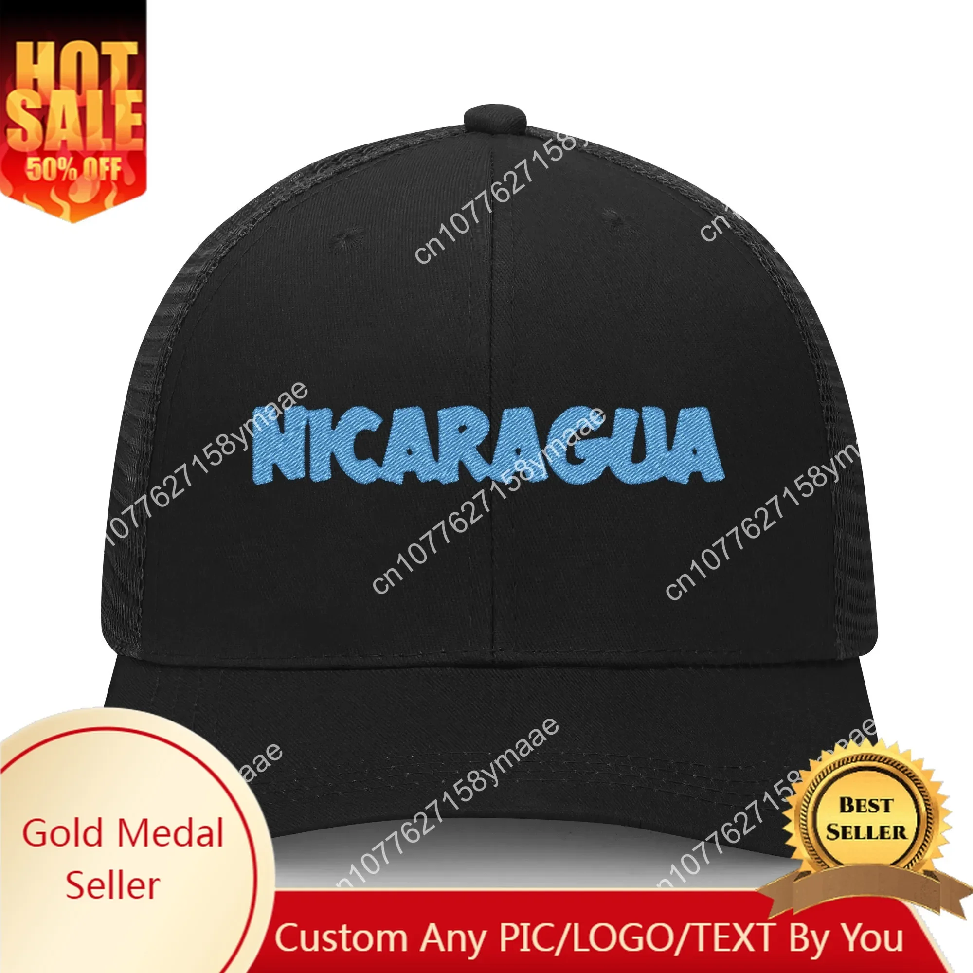 

Nicaragua Flag Embroidery Hat Mens Womens Sports Baseball Hat Breathable Mesh Summer Sun Visor Headwear Custom Made Caps Logo