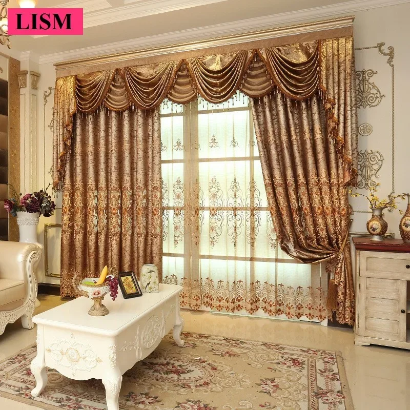 European Water-soluble Embroidered Curtains for Bedroom and Living Room Customized Lace Fabric Window Decoration Blackout  Tulle