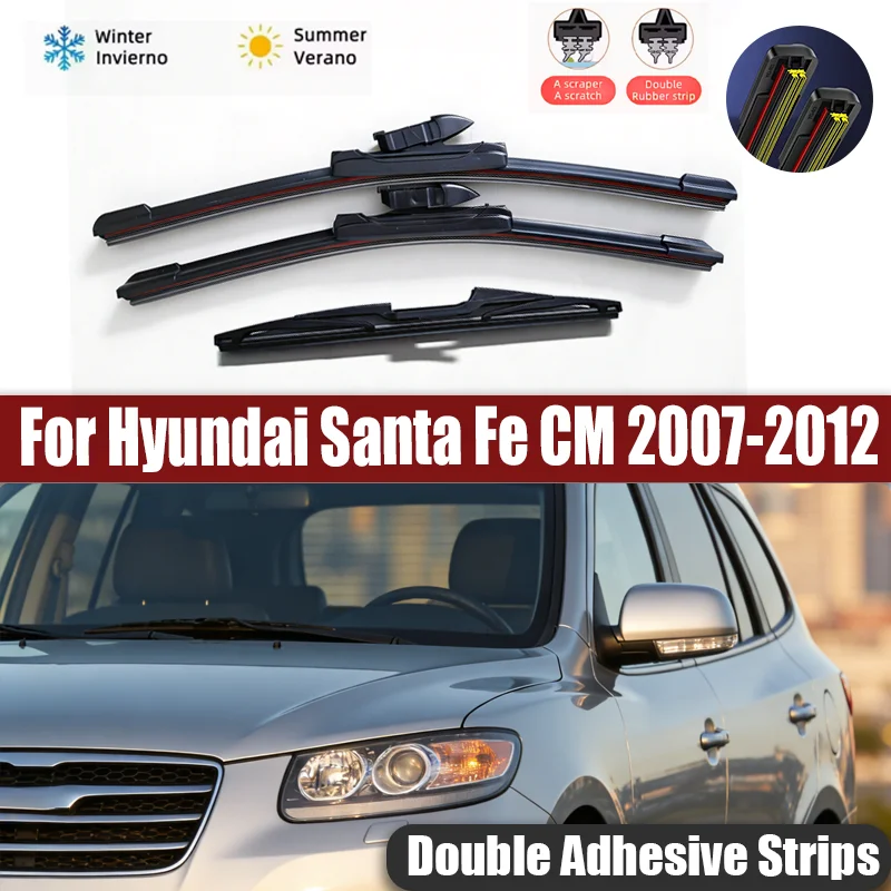 Para Hyundai Santa Fe CM 2007-2012 2008 2009 2010 Escobillas Limpiaparabrisas Delanteras y Traseras, Escobillas para Parabrisas, Escobillas para Ventanas 24"+18"+14"