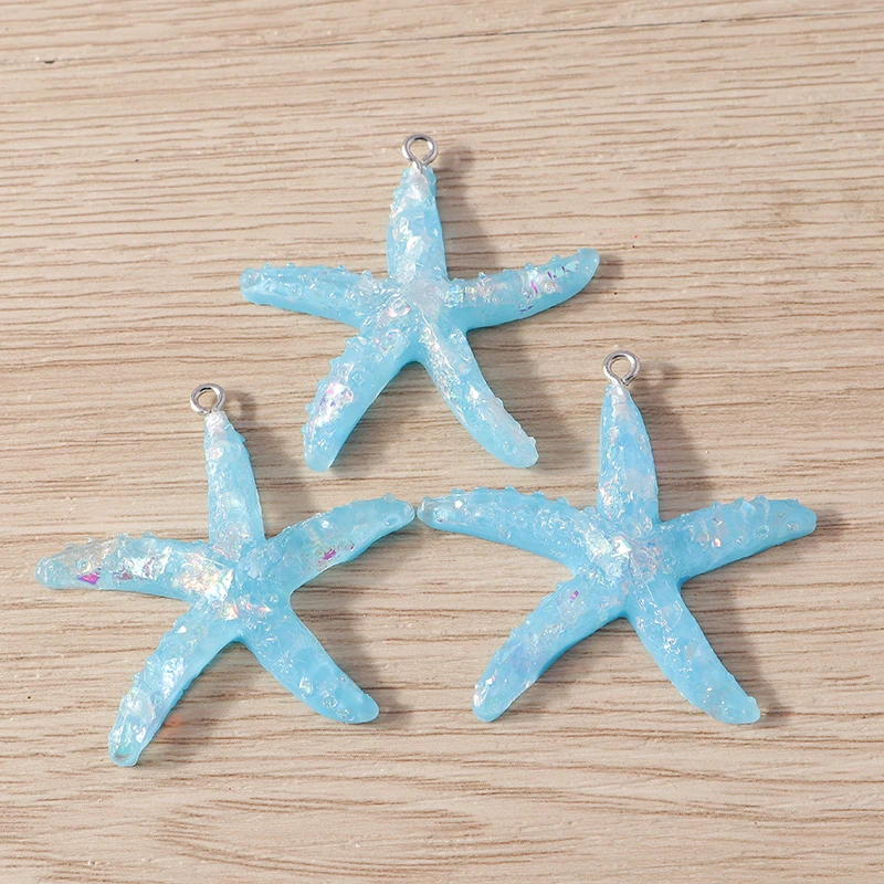 Tusember 10 Stück süße Sommer-Strand-Harz-bunte Seestern-Charms für Schmuckherstellung, Ohrringe, Halsketten, Armbänder, DIY-Handwerk – Detail 5