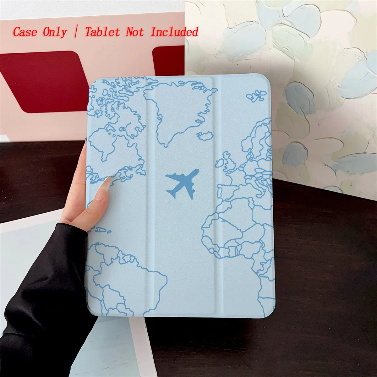 

Blue Airplane Printed iPad Case for Pro 12.9/11/Air 10.9/iPad 10.2/Mini 6, Shockproof Wear-Resistant Cover