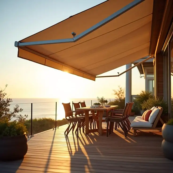 Full Cassette Retractable Awning Powder Coated Aluminum Motor Driven Sunshade Cover, Manual/Electric