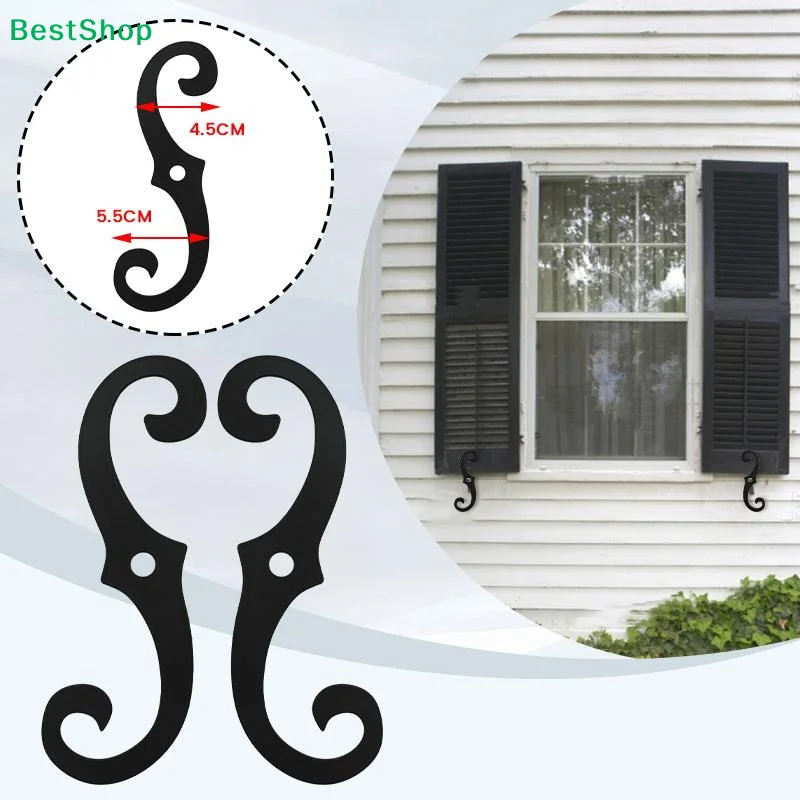 2025+ 2PCS Cast Iron Shutter Fasteners - Decorative S-Shape Shutter Dogs Hardware - Rust- External Shutter Tieback
