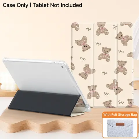 Tri-fold iPad case with stand for iPad (A16 11th 10th 10.2 Mini7，Air6/5/4 Pro 12.9 2024 Pro 13 M2M3M4), with storage bag