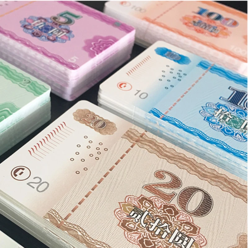 60pcs Mahjong Card Chip Card  with tin box Waterproof and Washable Plastic Face Value Imitation Money Voucher Token Card MJ60