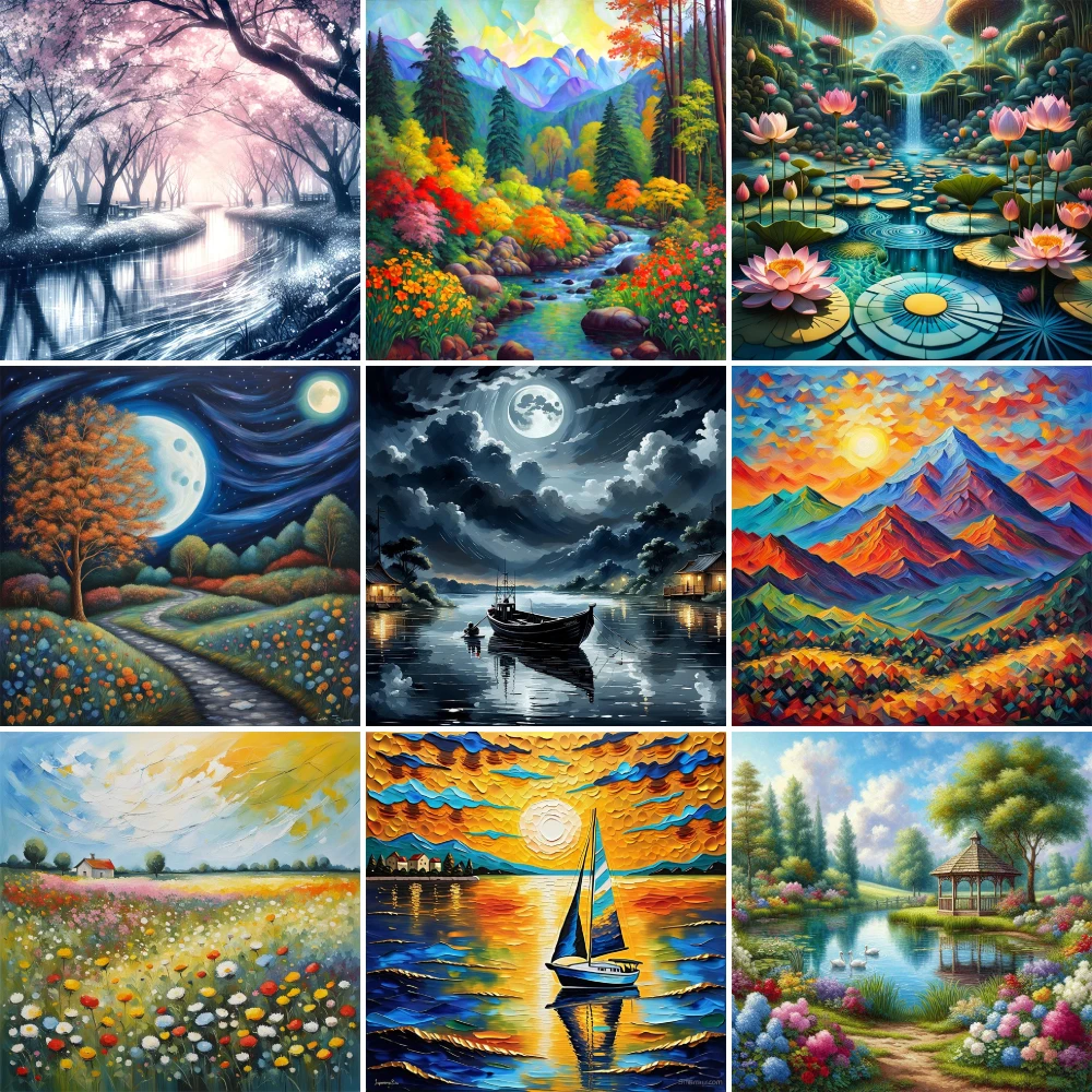 Fantasy Landscape Printed 11CT Cross-Stitch Set Embroidery DMC Threads Painting Craft Knitting Sewing Package Promotions Counted