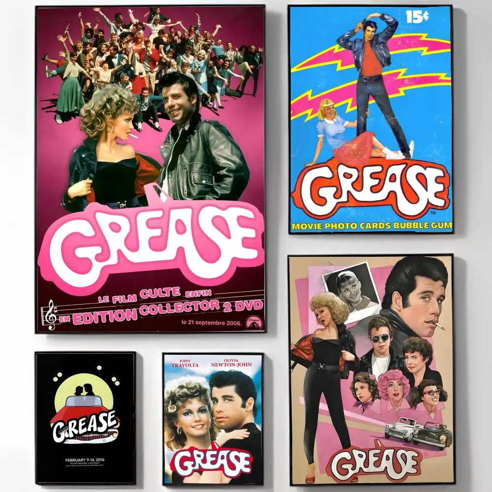 G_gREASE Vintage Movie Print Art Poster High-definition Art Sticker Self Adhesive Waterproof Home Decoration