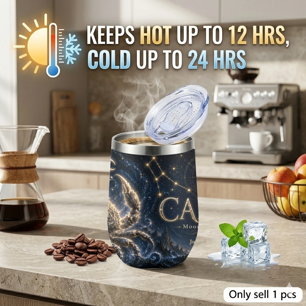 7-12 Twelve Constellations Vacuum Flasks 12oz Eggshell Cup With Lid Portable Coffee Cups Travel Household Office Drinking Mug