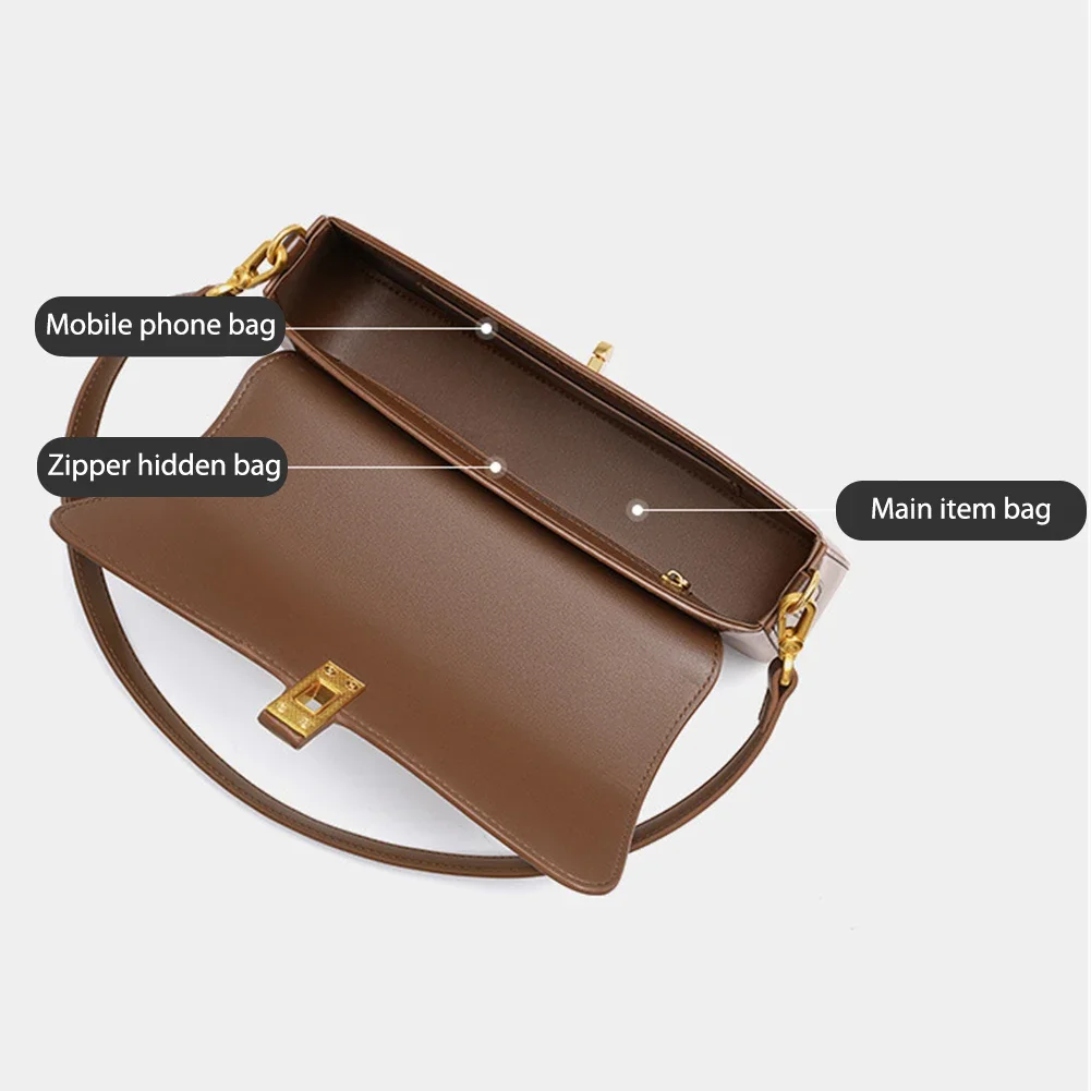 Luxury Brand Crossbody Bags For Women Fashion Design Underarm Bag 2024 French Genuine Leather Shoulder Bag Female Handbag Purses